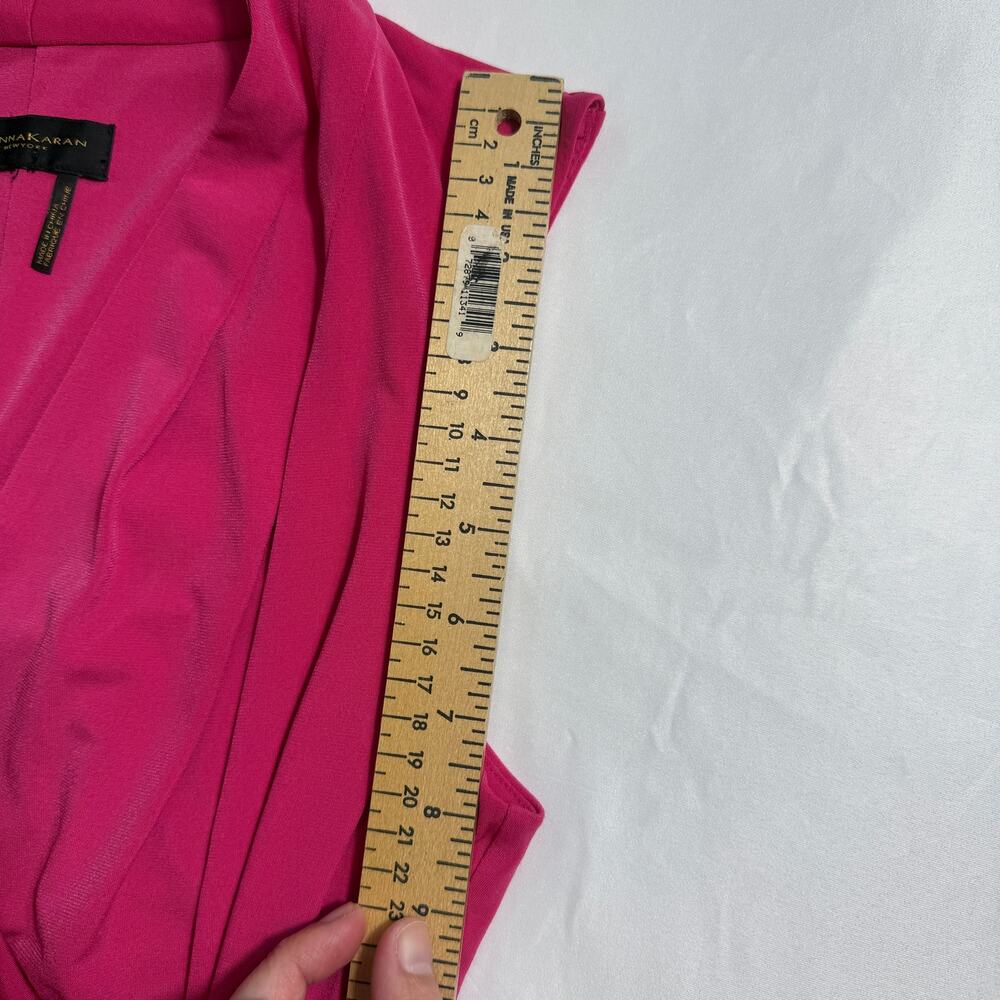 DONNA KARAN Barbie‑Pink Faux Wrap Dress With Matte Gold Buckle No Size Maybe XS - Picture 8 of 16